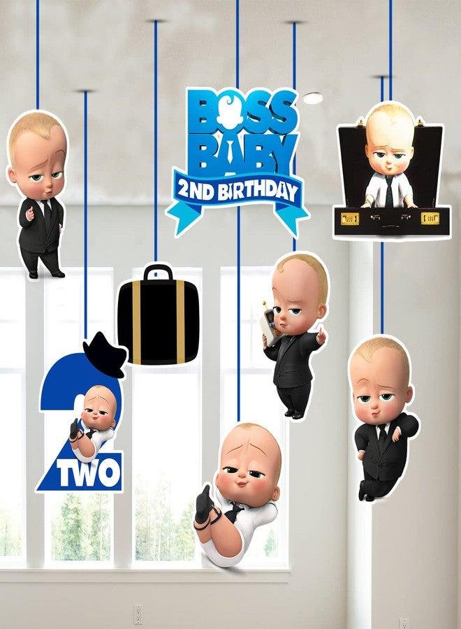 Zyozique Boss Baby Second Birthday Ceiling Hanging Streamers Kids Theme for Baby Shower 2nd Birthday Decorations Supplies (Pack of 8) - Image 1